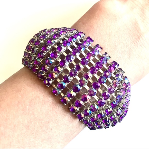 Amazing Silver Bracelet with Purple Swarovski Stones - NWT - Picture 4 of 4